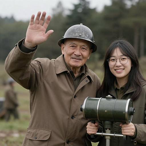 Balding Man and Young Woman in Forest