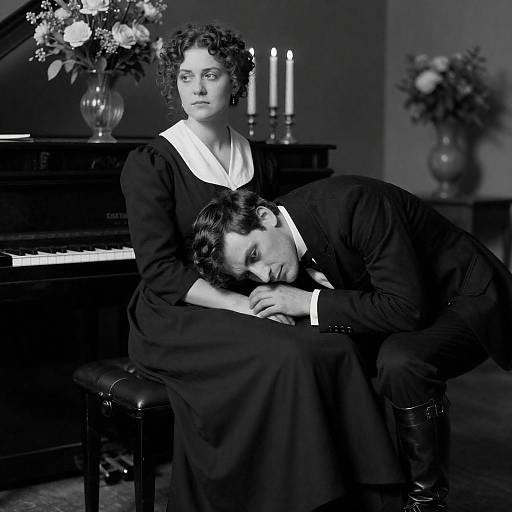 Victorian-Era Intimate Moment by Piano