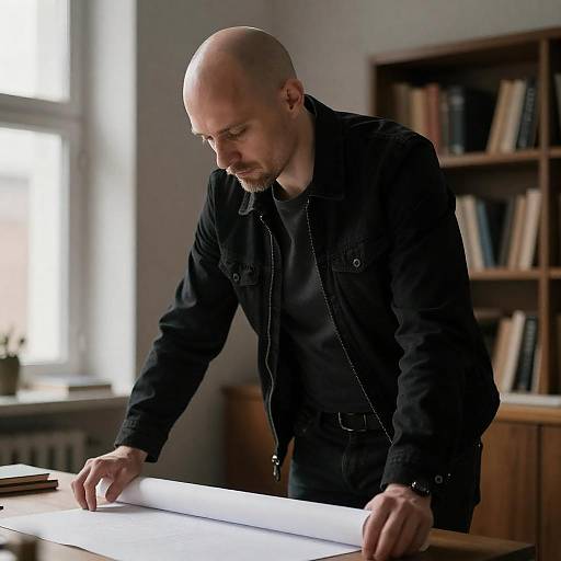 Dimly Lit Portrait of Focused Man