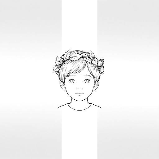 Minimalist Child Portrait with Leaf Crown