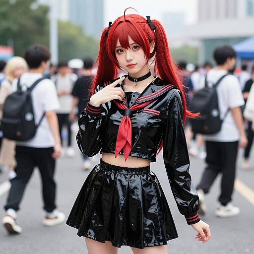 Vibrant Red-Haired Cosplay Enthusiast