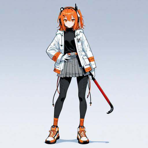 Anime Girl with Crowbar in Urban Outfit