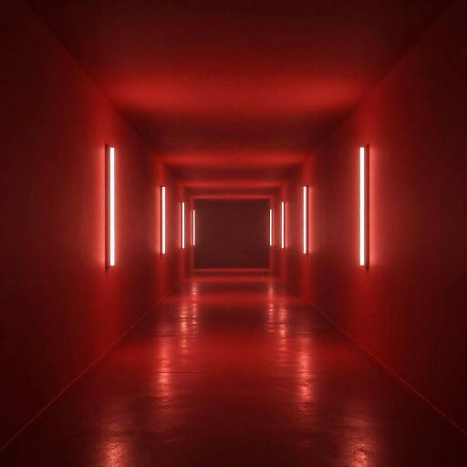 Surreal Red Liminal Corridor