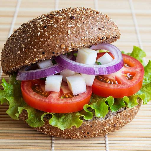 Vibrant Fresh Veggie Burger Close-Up
