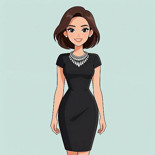 Chic Woman in Black Sheath Dress