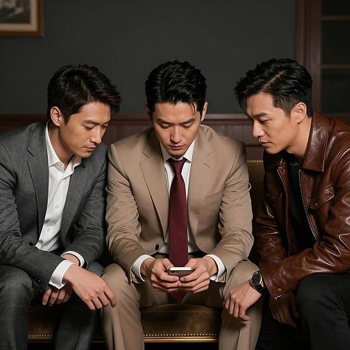 Three Men in a Dimly Lit Room