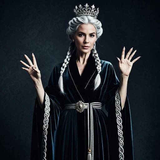 Regal Silver-Haired Woman in Velvet Robes