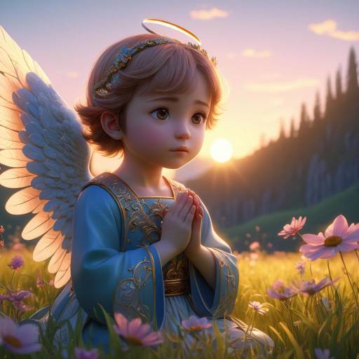 Serene Angel in Vibrant Sunrise Meadow Serene Angel in Vibrant Sunrise Meadow