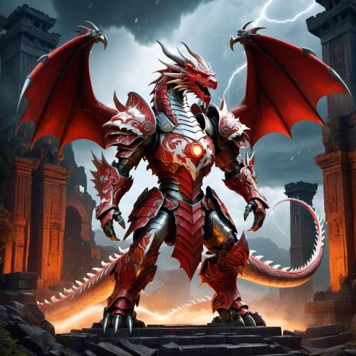 Mechanical Dragon Guardian in Ancient Ruins Mechanical Dragon Guardian in Ancient Ruins