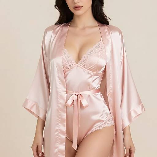 Chic Blush Pink Silk Boudoir Robe