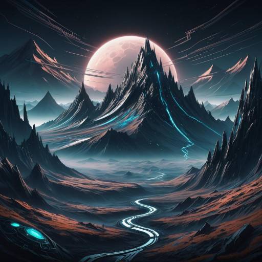 Majestic Cyberpunk Mountain Tundra Landscape Majestic Cyberpunk Mountain Tundra Landscape