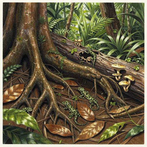 Realistic Rainforest Forest Floor Illustration