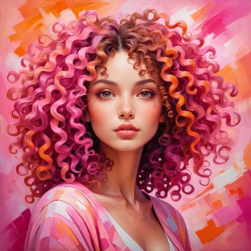 Portrait of Woman with Colorful Curly Hair