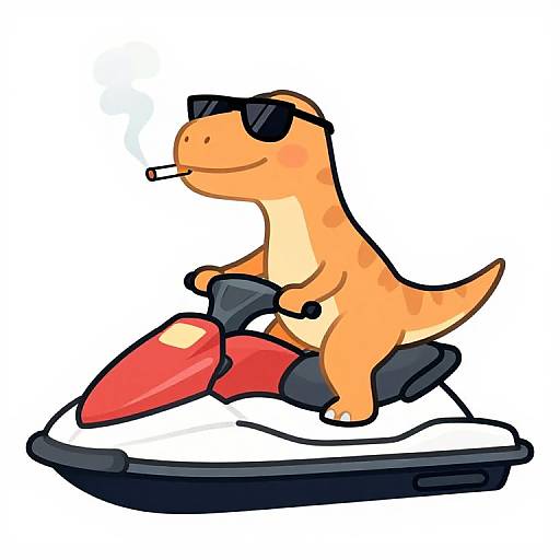 90s Cartoon Velociraptor on Jetski