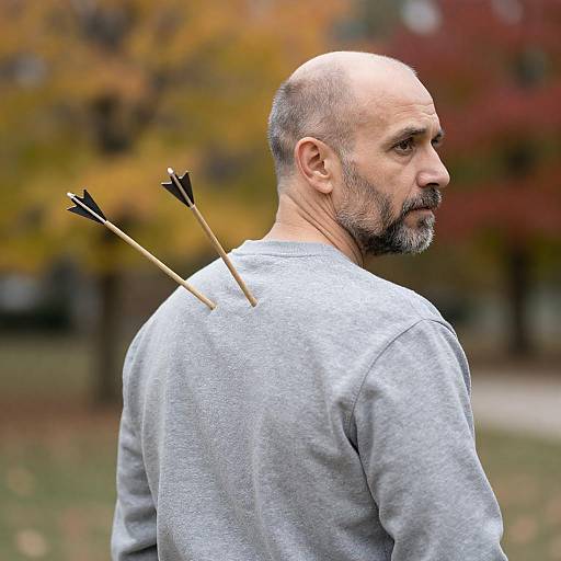 Mid-Aged Man Outdoors with Arrows