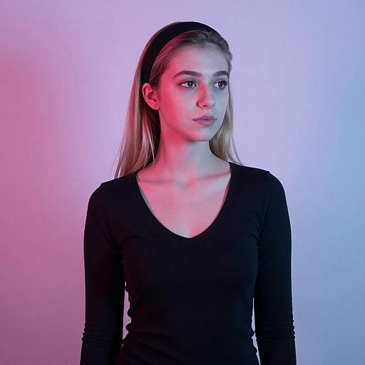 Blonde Woman in Pink Hue Portrait