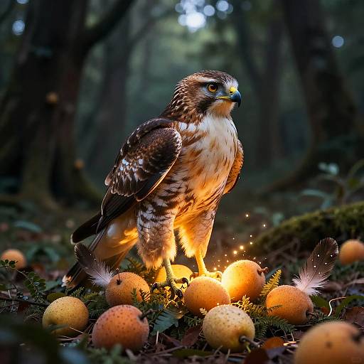 Surreal Hawk Fruit Mystical Forest
