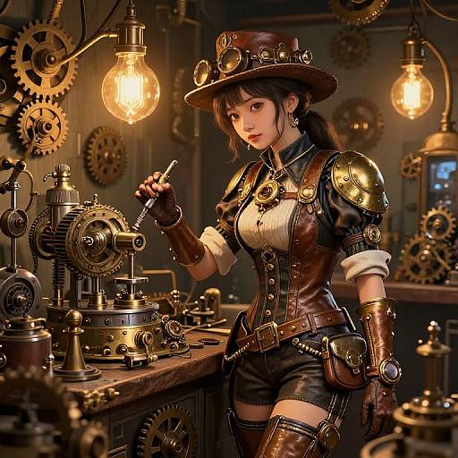Steampunk Inventor Jaekyung Illustration