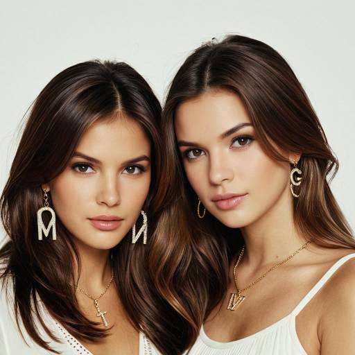 Two Women Wearing Alphabet Pendant Jewelry
