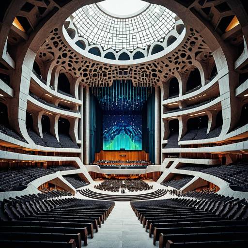 Futuristic Concert Hall Interior with Biomorphic Design