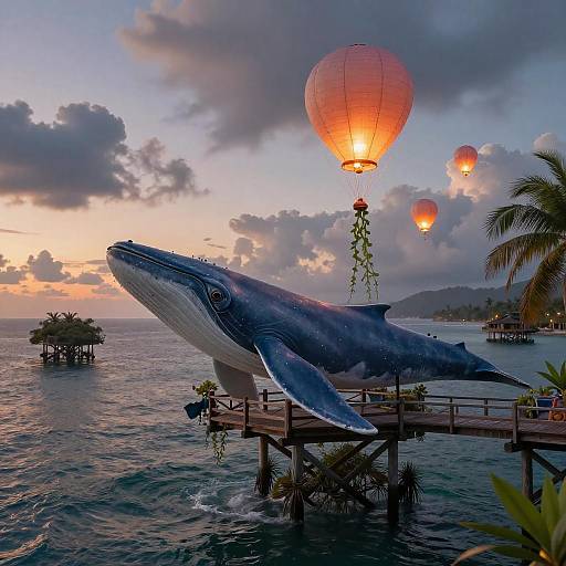 Skywhale Mariner Above Sunset Clouds