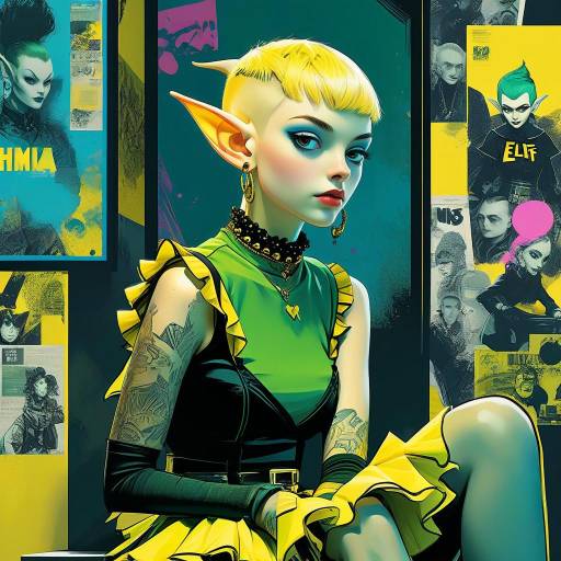 Eccentric Punk in Neon Pop Art Style
