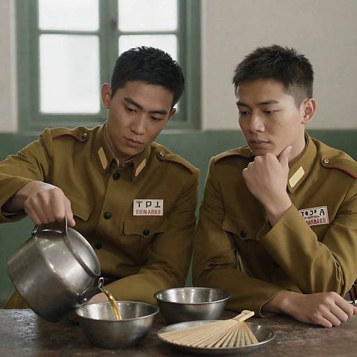 Young Soldiers Sharing a Moment