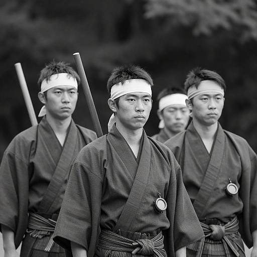 Traditional Samurai Portrait in Black and White