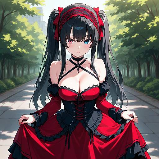 Gothic Girl with Heterochromia Outdoors