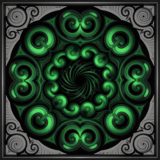 Intricate Emerald Green Scrollwork Design