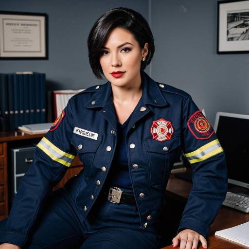 Confident Firefighter Beauty in Uniform