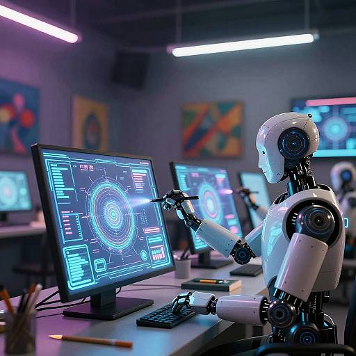 Futuristic AI Art Studio Scene