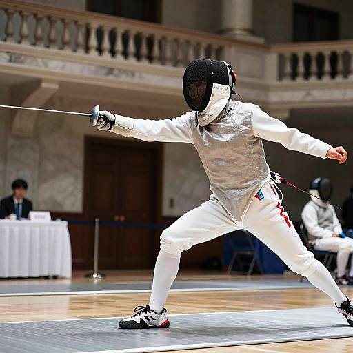Dynamic Anime Fencer in Marble Arena