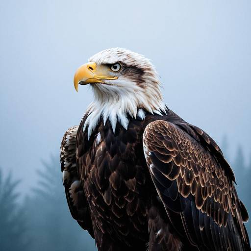 Majestic Bald Eagle in Twilight Mist