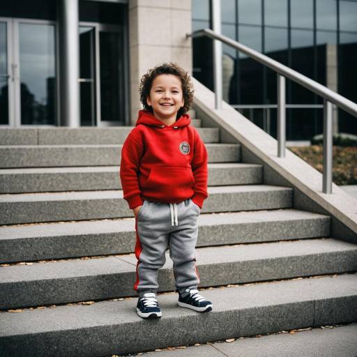 Smiling Toddler Boy in Red Sweatshirt Outdoors