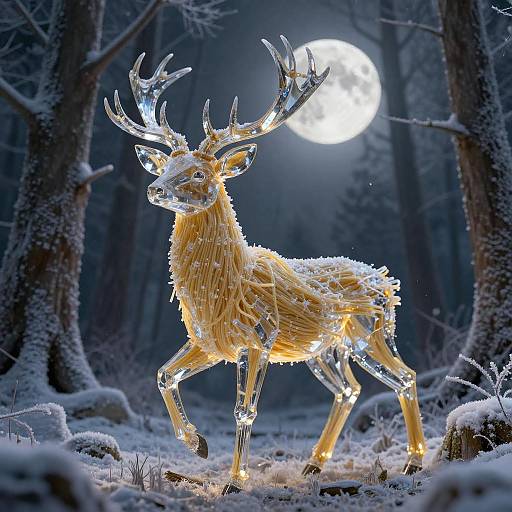 Spaghetti Crystal Stag in Moonlit Forest