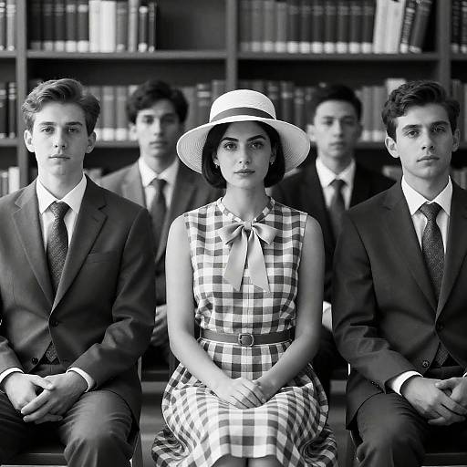 Elegant Library Gathering in Black and White