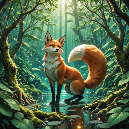 Leaping Fox Among Lush Ecosystem Leaping Fox Among Lush Ecosystem