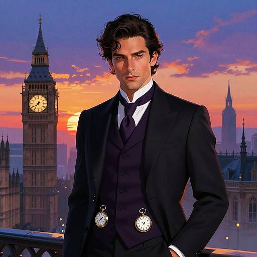 Steampunk Gentleman at Gothic Sunset
