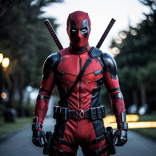 Dynamic Deadpool Cosplay with Cinematic Flair