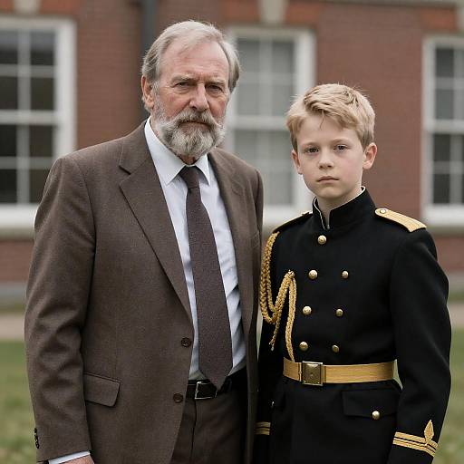 Elderly Gentleman and Young Soldier Portrait