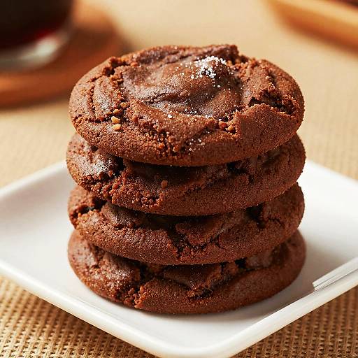 Close-Up Stack of Glossy Chocolate Cookies