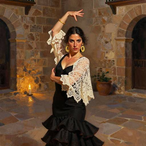 Sultry Flamenco Dance at Moonlit Plaza