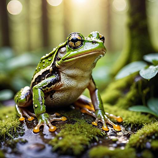 Close-up of Tropical Frog on Moss