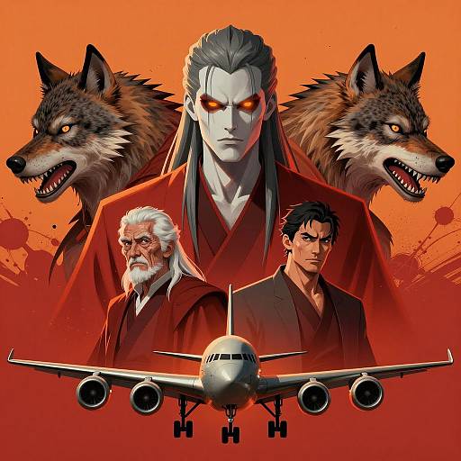 Intense Male Figures with Werewolves