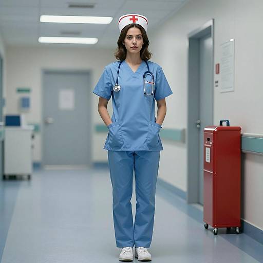 Realistic Night Shift Nurse Costume Display