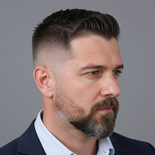 Professional Short Tapered Haircut with Beard