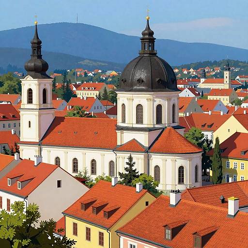 Vibrant European Town Digital Painting