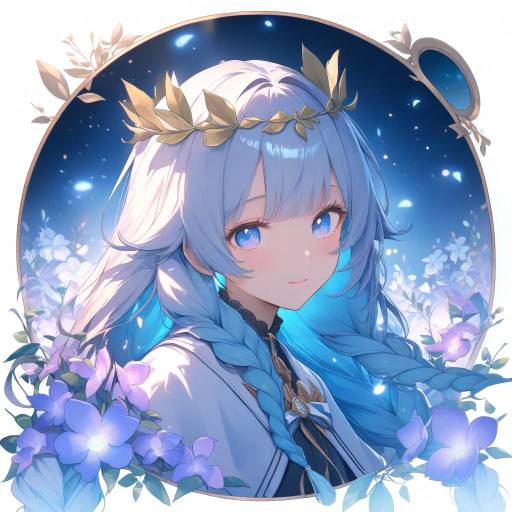 Whimsical Anime Girl in Dreamy Nightscape