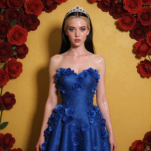 Ultra-Detailed Blonde Girl in Floral Dress